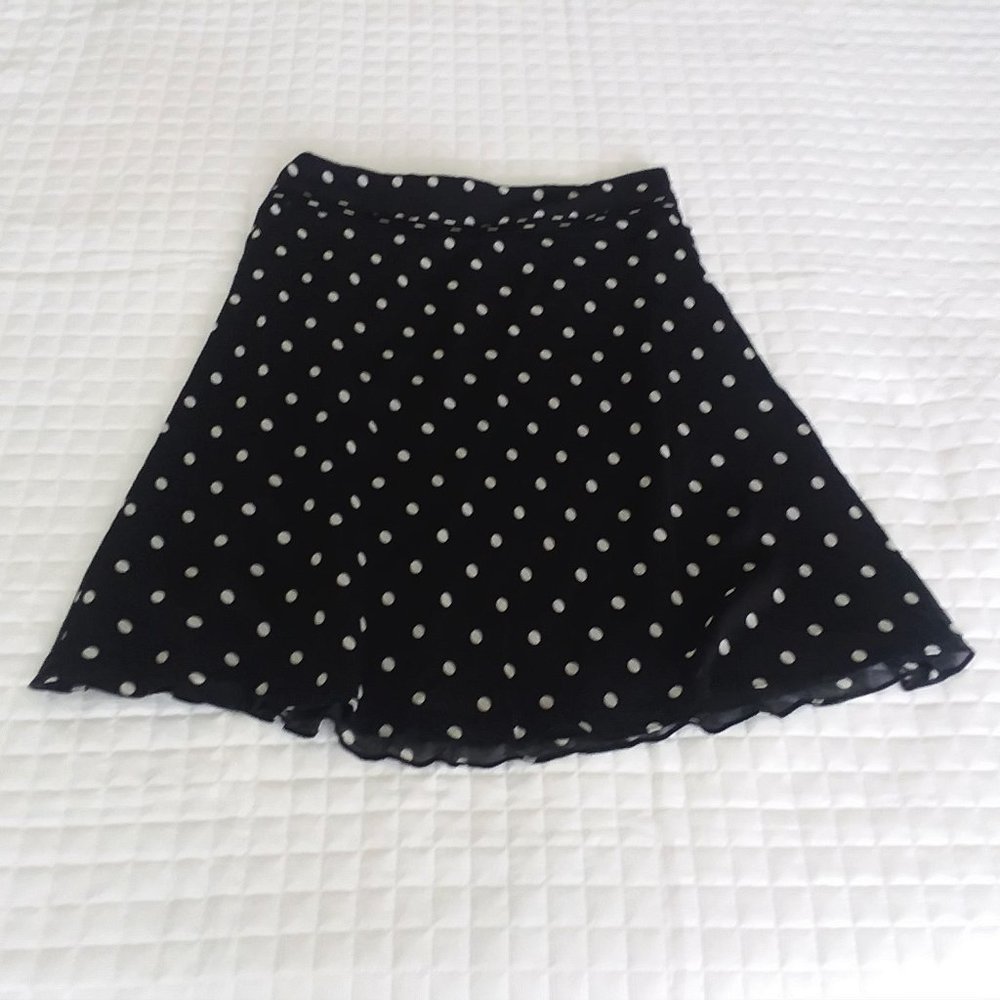 Ann Taylor Black and White Dot Silk Skirt - Size 6